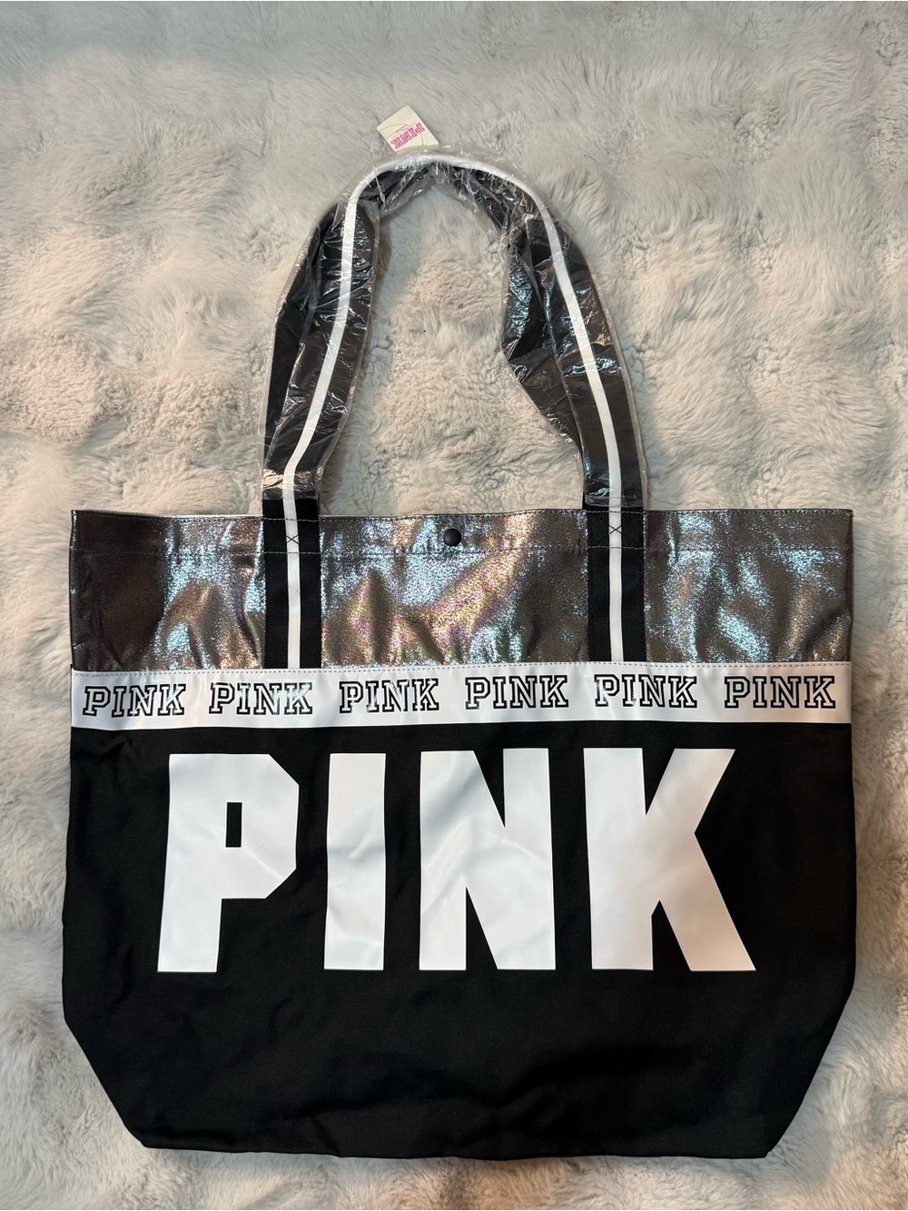 Victoria’s Secret PINK Black & Silver Metallic Tote Bag